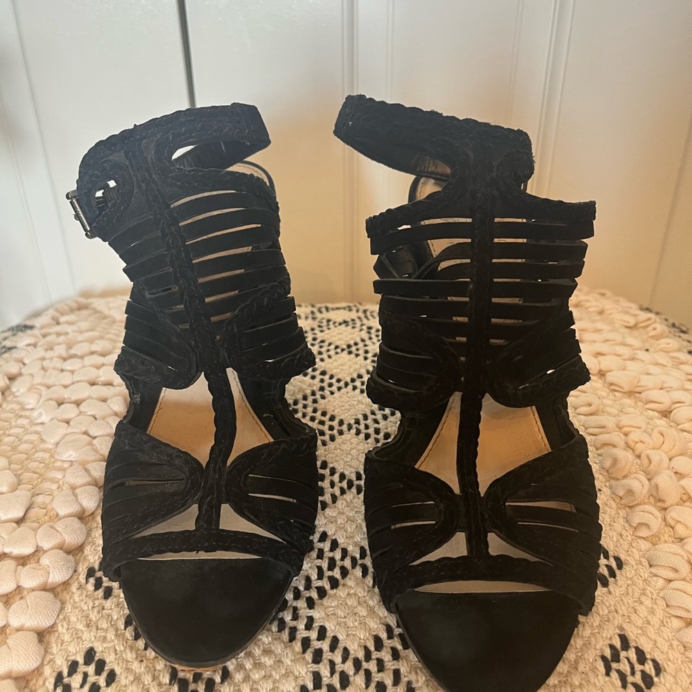 Vince Camuto Black Suede Strappy Heels